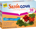 Sazón GOYA bajo en sodio, caja de 20 sobres, 100 g