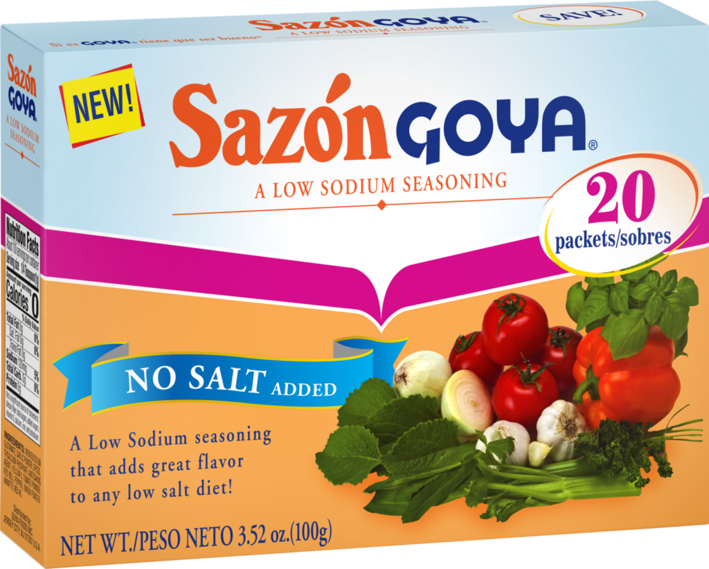 Sazón GOYA bajo en sodio, caja de 20 sobres, 100 g